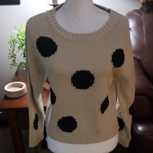 Tan sweater with black polka dot